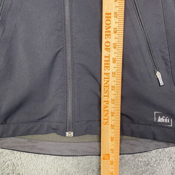 REI Jacket Full Zip Twisp Size Medium Black Softshell Hooded Stretch Outdoor - Picture 10 of 11
